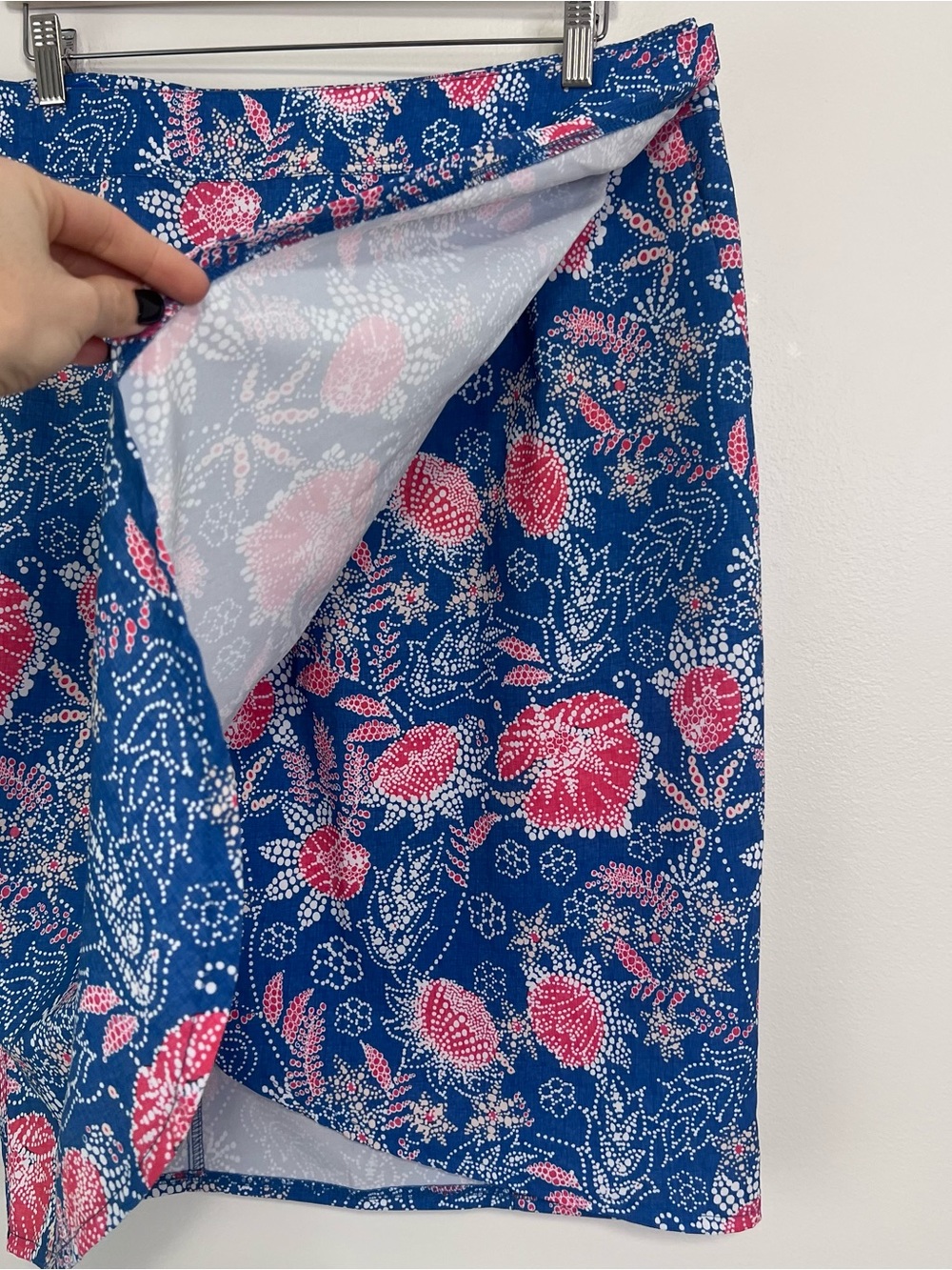 RipSkirt Hawaii La Boheme Blue Floral Wrap Travel Mini Skirt Size L Coverup - Picture 4 of 10